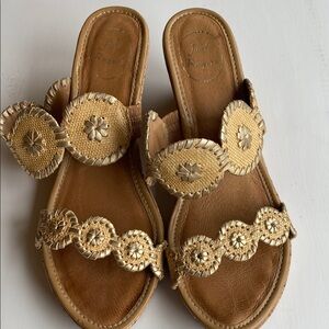 Jack Rogers Women's Gold Raffia Sandals